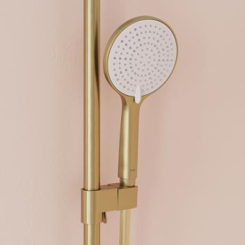 Душевая система 35к IDDIS AIGMG3Fi06 "Aiger" лейка "Тропический душ", ЗОЛОТО матовый