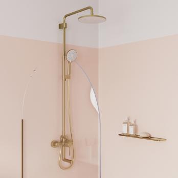 Душевая система 35к IDDIS AIGMG3Fi06 "Aiger" лейка "Тропический душ", ЗОЛОТО матовый