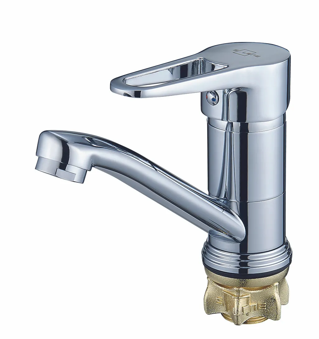 Смеситель для кухни 35к 4F-B045 SOLONE пов. кор. плоский излив L150мм, креп. п/гайку, хром, цинк