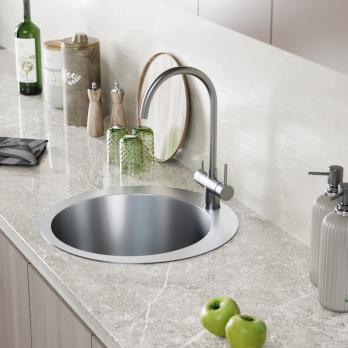 Мойка настол.монтаж D50 (3,0) вып 3 1/2 круглая  MIXLINE PRO 20см с сифоном (сатин)