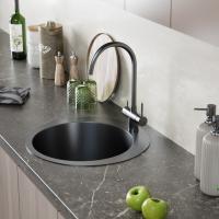 Мойка настол.монтаж D50 (3,0) вып 3 1/2 круглая  MIXLINE PRO 20см с сифоном (черный графит)