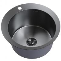 Мойка настол.монтаж D50 (3,0) вып 3 1/2 круглая  MIXLINE PRO 20см с сифоном (черный графит)