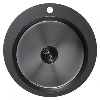 Мойка настол.монтаж D50 (3,0) вып 3 1/2 круглая  MIXLINE PRO 20см с сифоном (черный графит)
