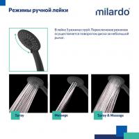Смеситель для ванны 35к Milardo AZUBL00M02 "Azure" с душ. аксессуарами, ЧЕРНЫЙ хром
