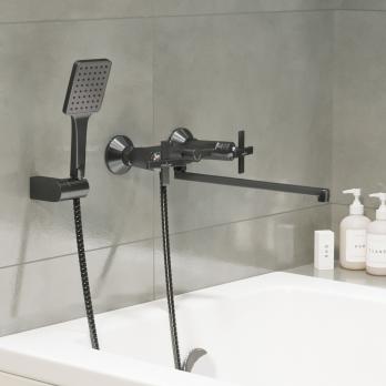 Смеситель для ванны и раковины 1/2 кер. MIXLINE ML38-02  "Graphite" ГРАФИТ