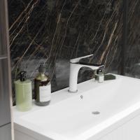 Смеситель для раковины 30k MIXLINE ML41-04 "Swan White" БЕЛЫЙ/ХРОМ