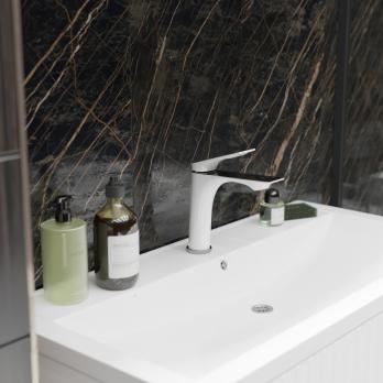 Смеситель для раковины 30k MIXLINE ML41-04 "Swan White" БЕЛЫЙ/ХРОМ