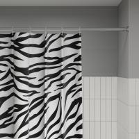 Штора для ванной полиэстер IDDIS BB03P18i11 180*200 черно-белая c кольцами