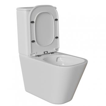 Унитаз-компакт безободковый WAVE APEKS Tornado1.0,гор,ниж,2-кн.арм,сид.полипр,м/л,быстр,БЕЛЫЙ глянец