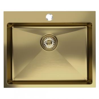 Мойка настол.монтаж 60х50 (3,0) вып 3 1/2  MIXLINE PRO с ФАСКОЙ 22см с сифоном (золото)