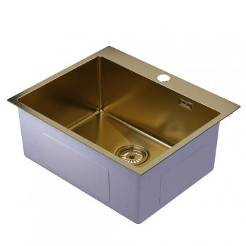 Мойка настол.монтаж 60х50 (3,0) вып 3 1/2  MIXLINE PRO с ФАСКОЙ 22см с сифоном (золото)