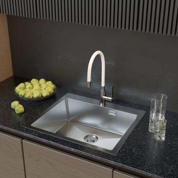 Мойка настол.монтаж 60х50 (3,0) вып 3 1/2  MIXLINE PRO с ФАСКОЙ 22см с сифоном (сатин)