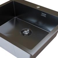 Мойка настол.монтаж 60х50 (3,0) вып 3 1/2  MIXLINE PRO с ФАСКОЙ 22см с сифоном (черный графит)