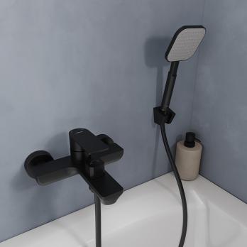 Смеситель для ванны 35к Milardo MAZBL00M02 "Maze" нерж. сталь, ЧЕРНЫЙ матовый