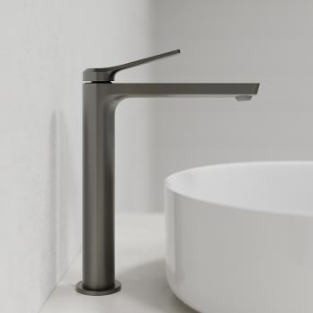 Смеситель для раковины 25к IDDIS PARGM01i01 "Parker" высокий, литой, п/гайку, ГРАФИТ матовый