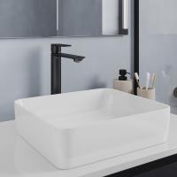 Смеситель для раковины 35к Milardo MAZBL01M01 "Maze" высокий, нерж. сталь,  п/гайку, ЧЕРНЫЙ матовый