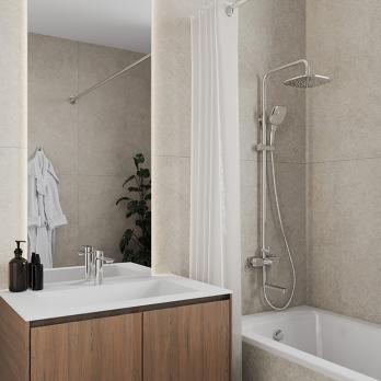 Смеситель для раковины 35к Milardo MAZBN00M01 "Maze" нерж. сталь, литой, п/гайку,  САТИН