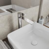 Смеситель для раковины 35к Milardo MAZBN01M01 "Maze" высокий, литой, нерж. сталь,  п/гайку, САТИН