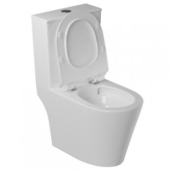 Унитаз-моноблок безободковый WAVE KORAL  Tornado1.0 гор,ниж,2-кн.арм,сид.дюро,м/л,быстр,БЕЛЫЙ глян