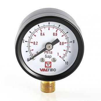 Манометр 40х1/8 10 бар для подпиточного клапана (нижнее радиальное подключение) VALTEC VT.TM40.D.01