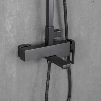 Душевая система 35к G2417-9 GAPPO лейка "Тропический душ" ОРУЖЕЙНАЯ СТАЛЬ