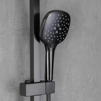 Душевая система 35к G2417-9 GAPPO лейка "Тропический душ" ОРУЖЕЙНАЯ СТАЛЬ