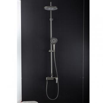 Душевая система 35к G2499-39 GAPPO нерж. сталь,  лейка "Тропический душ" ОРУЖЕЙНАЯ СТАЛЬ