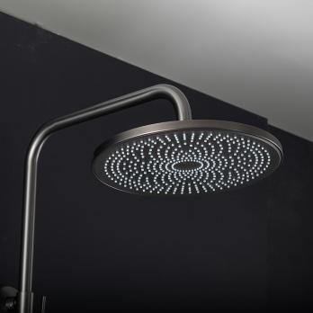 Душевая система 35к G2499-39 GAPPO нерж. сталь,  лейка "Тропический душ" ОРУЖЕЙНАЯ СТАЛЬ