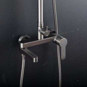 Душевая система 35к G2499-39 GAPPO нерж. сталь,  лейка "Тропический душ" ОРУЖЕЙНАЯ СТАЛЬ