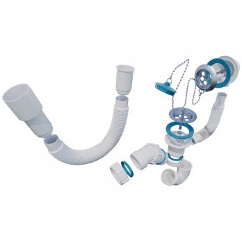 Обвязка на ванну 1 1/2*40 с гофрой 40*40*50 (1450мм) с вып. и переливом SB01145 ИНКОПЛАСТ