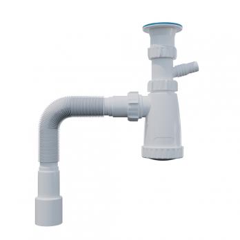 Сифон 1 1/2*40 с носиком, с гофрой 40*40*50 (800мм) BG1080W ИНКОПЛАСТ (винт М6*60)