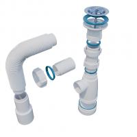 Сифон 1 1/2*40 с носиком, с гофрой 40*40*50 (800мм) BG4080W ИНКОПЛАСТ (винт М6*80)