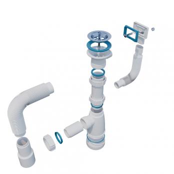 Сифон 1 1/2*40 с прямоуг. переливом, с гофрой 40*40*50 (1450мм) BG22145 ИНКОПЛАСТ (винт М6*60)