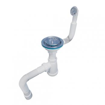 Сифон 3 1/2*40 с круглым переливом, с гофрой 40*40*50 (1450мм) BKG30145 ИНКОПЛАСТ