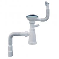 Сифон 3 1/2*40 с носиком, с круглым переливом, с гофрой 40*40*50 (800мм) BKG3080W ИНКОПЛАСТ