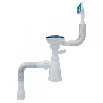 Сифон 3 1/2*40 с носиком, с прямоуг. переливом, с гофрой 40*40*50 (1450мм) BKG40145W ИНКОПЛАСТ