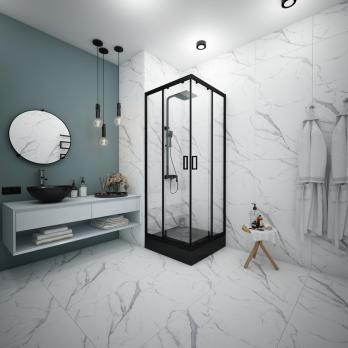 Душ.ограждение City Trend Black 800*800*1850 квадрат (стекло 4мм прозр, черн. ал. проф, без поддона)