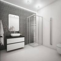 Душ.ограждение City Trend Grey 800*800*1850 квадрат (стекло 4мм текстур, сер. ал. проф, без поддона)