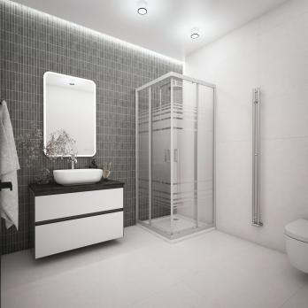Душ.ограждение City Trend Grey 900*900*1850 квадрат (стекло 4мм текстур, сер. ал. проф, без поддона)
