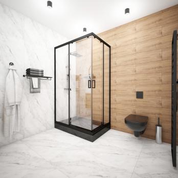 Душ.ограждение City Trend PRO Black 1200*800*1850 прямоуг (стекло 4мм прозр, черн.ал.проф,без подд)