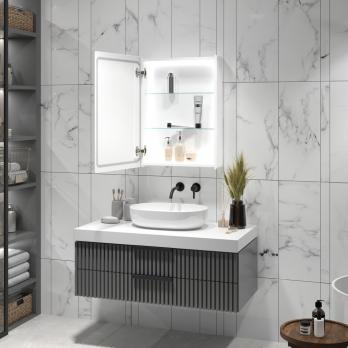 Зеркальный шкаф MIXLINE "Симпл" 500*700 (ШВ) универсальный,механический выкл., светодиодная подсветк