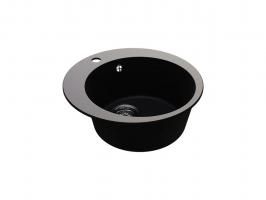 Мойкa ML-GMU01 УЛЬТРА круглая, черный камень, 475 мм (глуб. чаши 170)