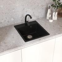 Мойкa ML-GMU02 УЛЬТРА прямоугольная, черный камень, 425*485 мм (глуб. чаши 175)