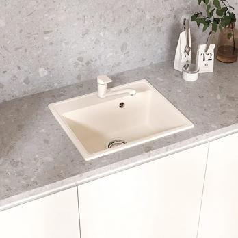 Мойкa ML-GMU03 УЛЬТРА прямоугольная, белый камень, 490*420 мм (глуб. чаши 170)