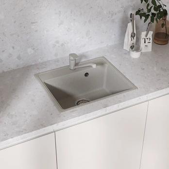 Мойкa ML-GMU03 УЛЬТРА прямоугольная, серый камень, 490*420 мм (глуб. чаши 170)