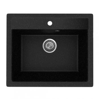 Мойкa ML-GMU04 УЛЬТРА прямоугольная, черный камень, 565*495 мм (глуб. чаши 175)