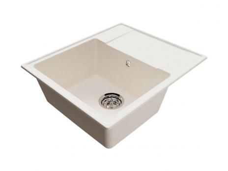 Мойкa ML-GMU05 УЛЬТРА с крылом, белый камень, 575*495 мм (глуб. чаши 190)