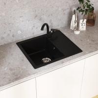 Мойкa ML-GMU05 УЛЬТРА с крылом, черный камень, 575*495 мм (глуб. чаши 190)