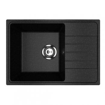 Мойкa ML-GMU06 УЛЬТРА с крылом, черный камень, 600*420 мм (глуб. чаши 170)