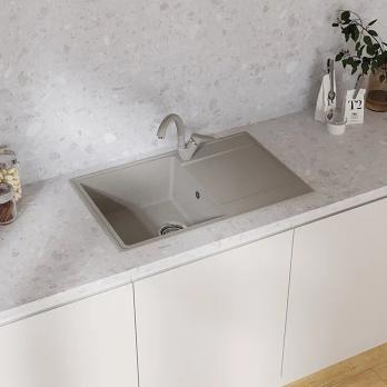 Мойкa ML-GMU07 УЛЬТРА с крылом, серый камень, 735*475 мм (глуб. чаши 175)